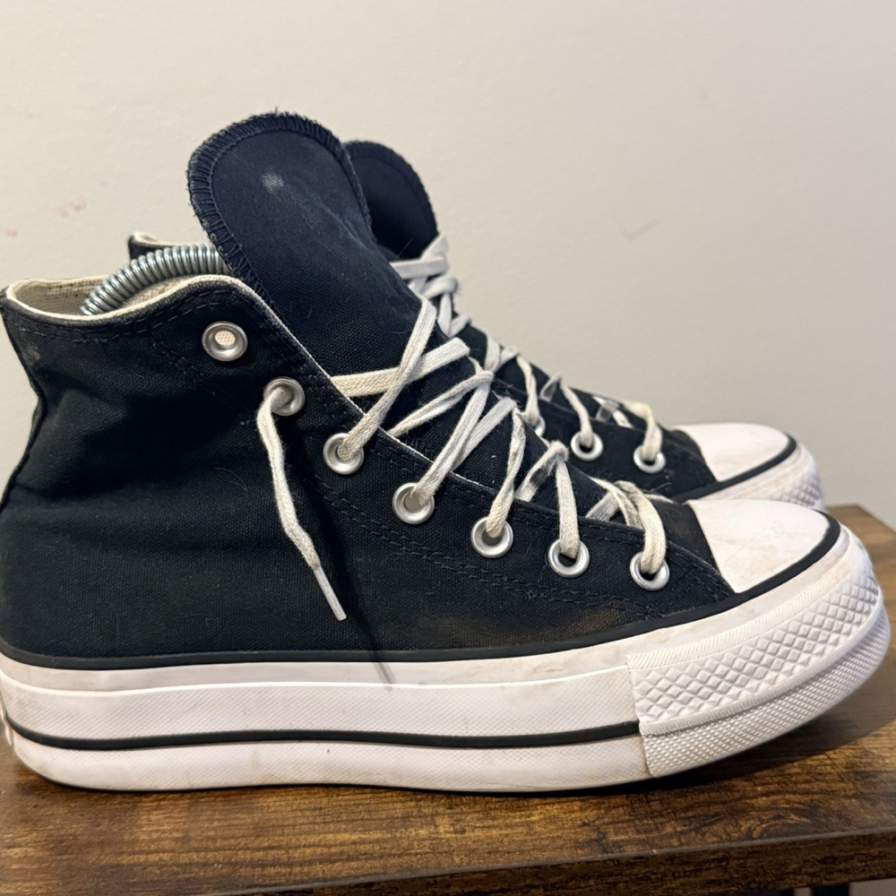 Converse Chuck Taylor All Star Lift Canvas Shoes Black 560845F Womens Size 7